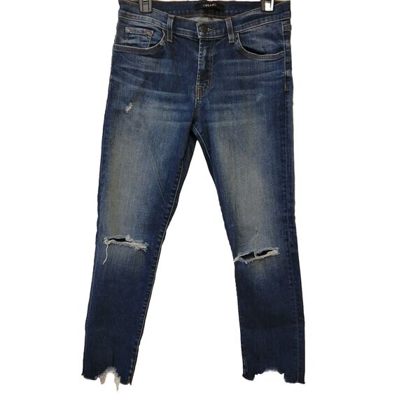 J. Brand Sadey Slim Straight Revouke Destruct Fringed Sz 27 Women Jeans - Picture 1 of 11